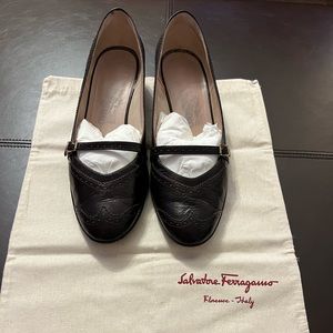 Brown leather menswear Mary janes
